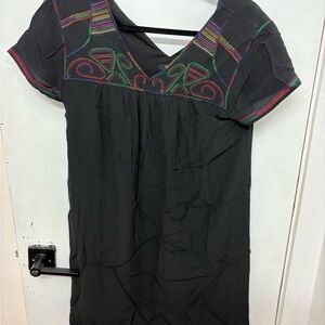 Madewell Navy Dress with Multicolor Embroidery